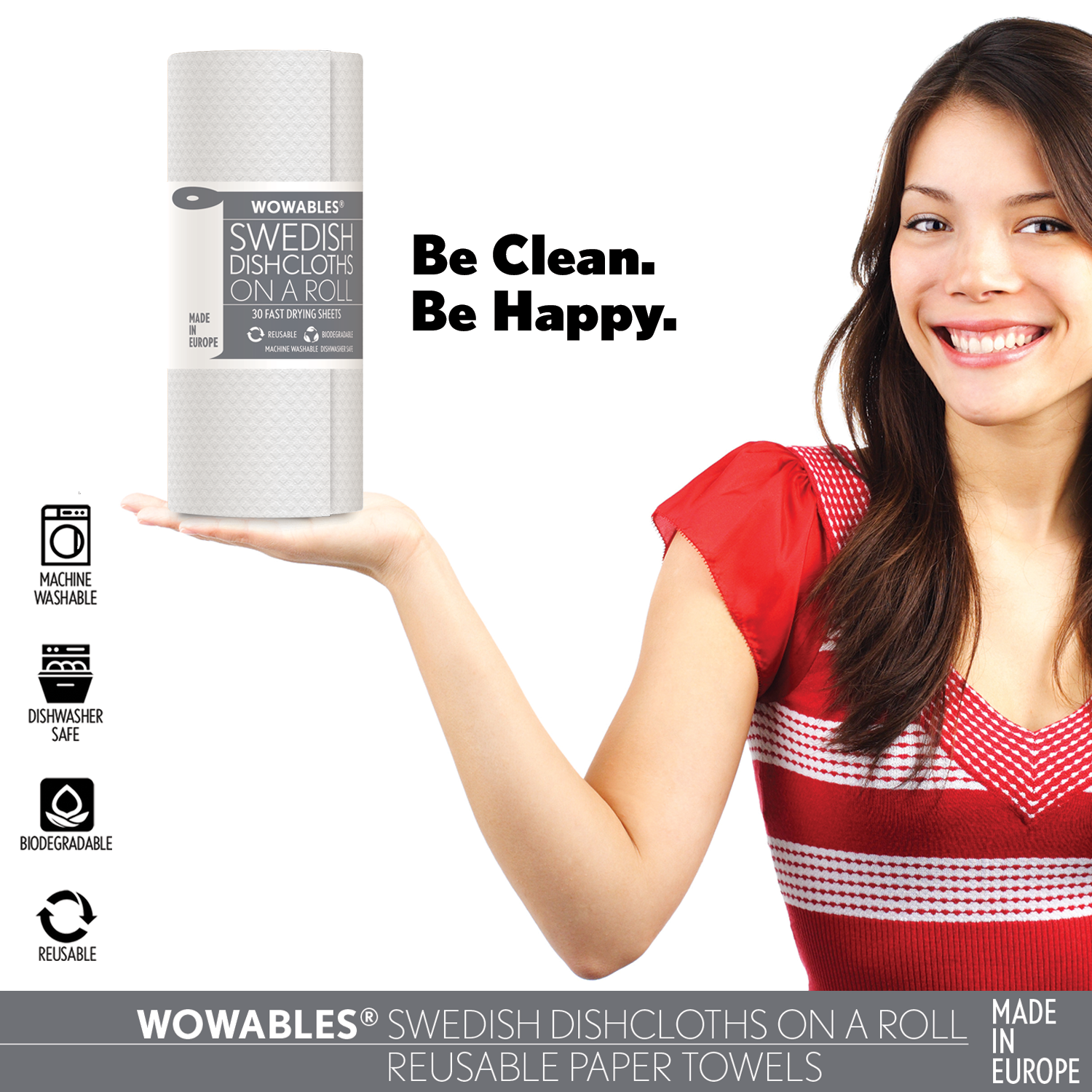 LOLA Wowables Swedish Dish Cloths, Reusable & Biodegradable 30 Paper Towels  - 1 CT, 30 paper towels - Fry's Food Stores
